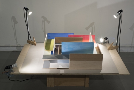James Woodfill Frame Sequence: Table Model #2, mixed media, 24" x 24" x 10" (without table and lights), 2019